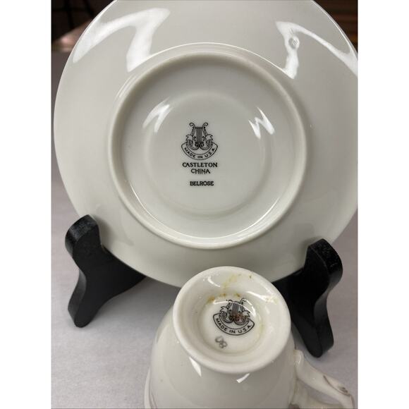 Vintage Castleton Belrose Demitasse Tea Cup & Saucer Floral Roses 2 PCs - Picture 5 of 10